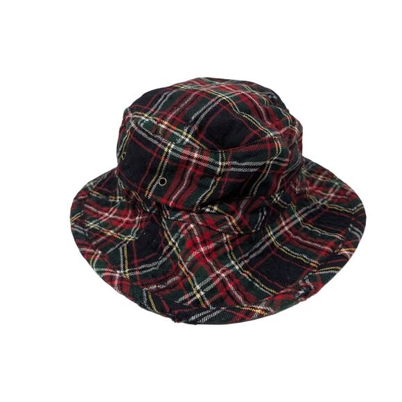 Vintage 90s Banana Republic 100% Wool Tartan Plaid Bucket Hat Multi Reversible - Picture 1 of 7